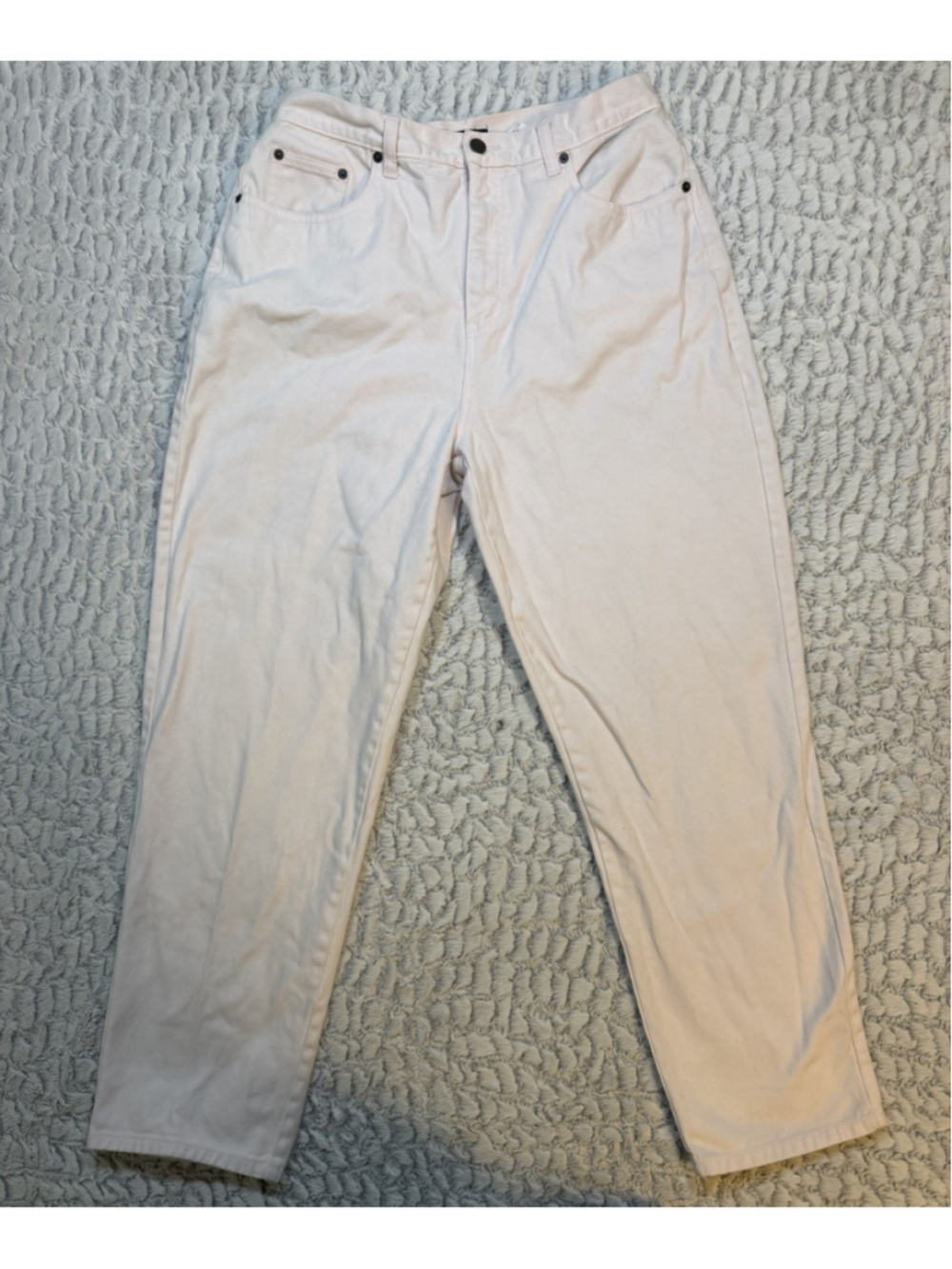 Bill Blass Women’s Straight Leg Jeans White Light Wash Cotton 5-Pocket Size 14